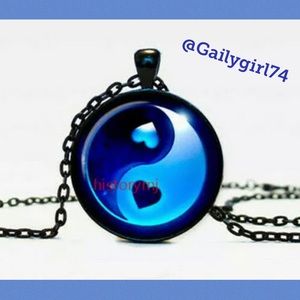Yin Yang Cabochon Glass Black Necklace
